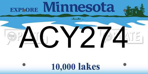 ACY274 Minnesota License Plate