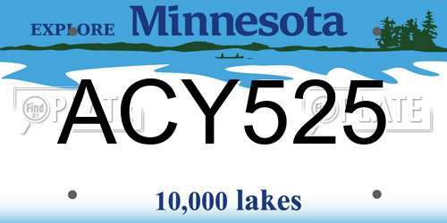 ACY525 Minnesota License Plate