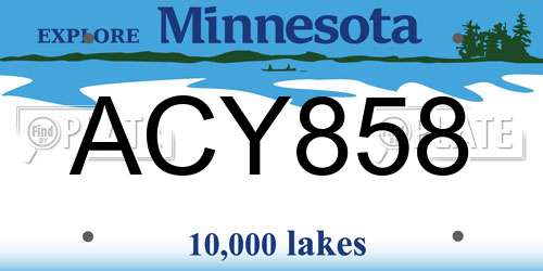 ACY858 Minnesota License Plate