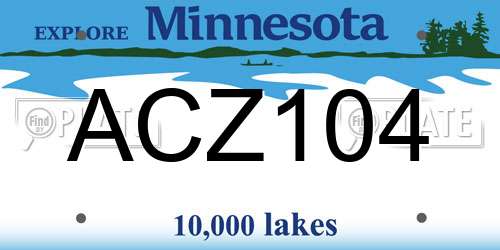 ACZ104 Minnesota License Plate