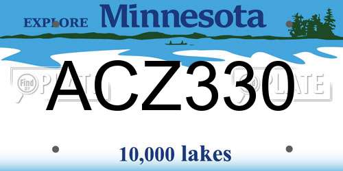 ACZ330 Minnesota License Plate