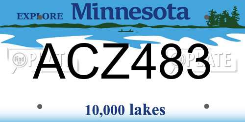 ACZ483 Minnesota License Plate