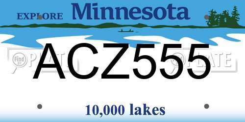 ACZ555 Minnesota License Plate
