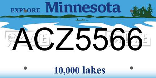 ACZ5566 Minnesota License Plate