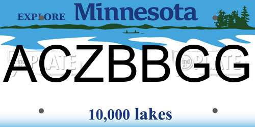 ACZBBGG Minnesota License Plate