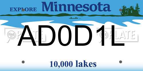 AD0D1L Minnesota License Plate