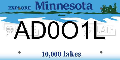AD0O1L Minnesota License Plate