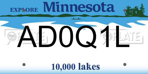 AD0Q1L Minnesota License Plate