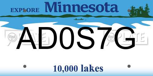 AD0S7G Minnesota License Plate