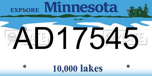 AD17545 Minnesota License Plate