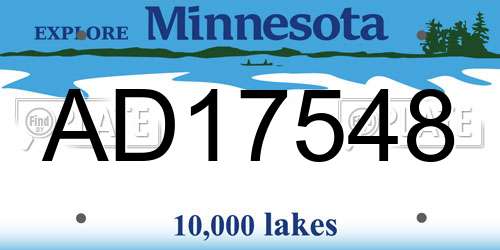 AD17548 Minnesota License Plate