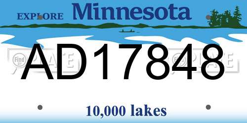 AD17848 Minnesota License Plate