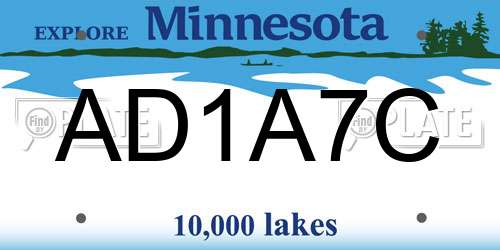 AD1A7C Minnesota License Plate