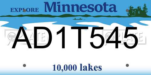 AD1T545 Minnesota License Plate