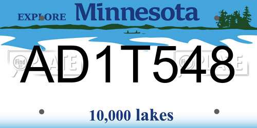 AD1T548 Minnesota License Plate