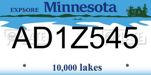 AD1Z545 Minnesota License Plate