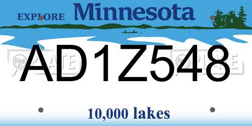 AD1Z548 Minnesota License Plate