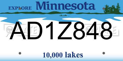 AD1Z848 Minnesota License Plate