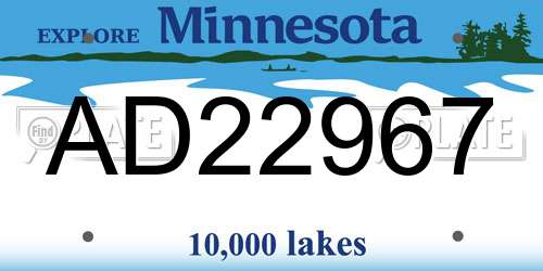 AD22967 Minnesota License Plate