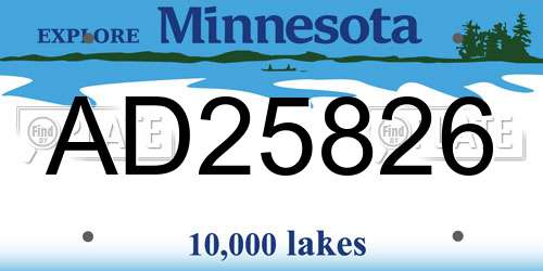 AD25826 Minnesota License Plate