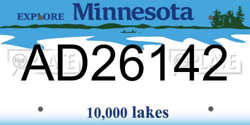 AD26142 Minnesota License Plate