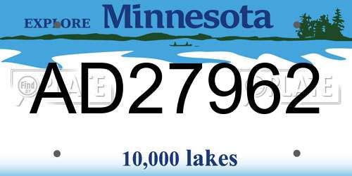 AD27962 Minnesota License Plate