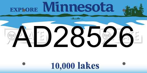 AD28526 Minnesota License Plate