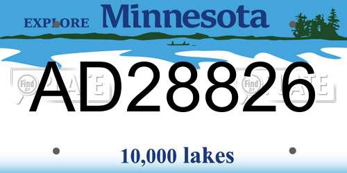 AD28826 Minnesota License Plate