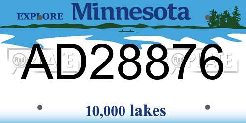 AD28876 Minnesota License Plate