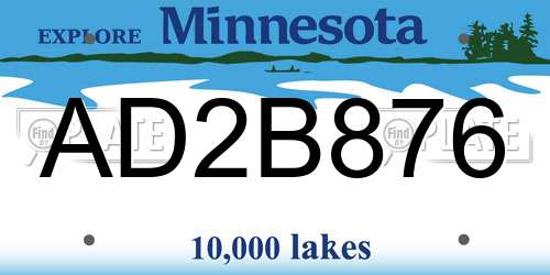 AD2B876 Minnesota License Plate