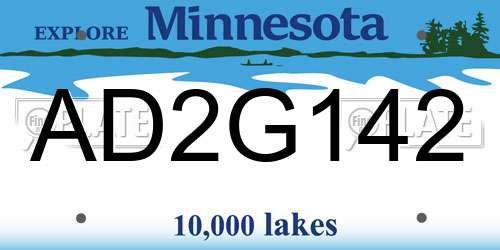 AD2G142 Minnesota License Plate