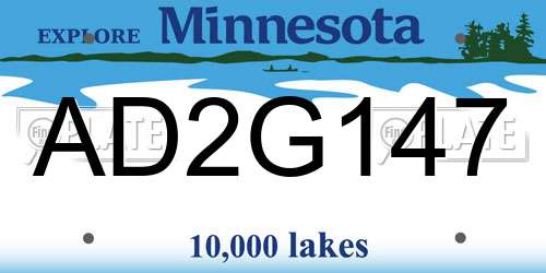 AD2G147 Minnesota License Plate
