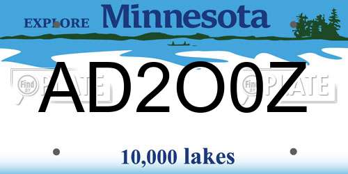 AD2O0Z Minnesota License Plate