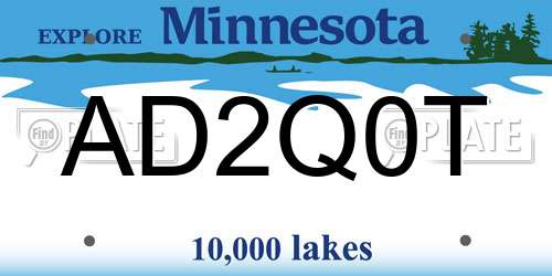 AD2Q0T Minnesota License Plate