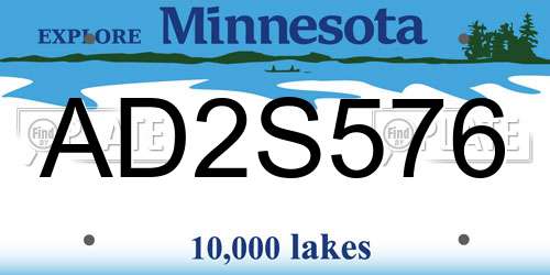 AD2S576 Minnesota License Plate