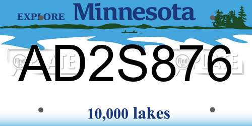 AD2S876 Minnesota License Plate
