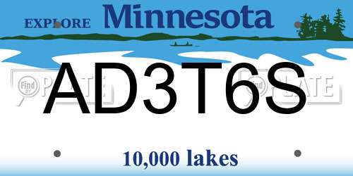 AD3T6S Minnesota License Plate