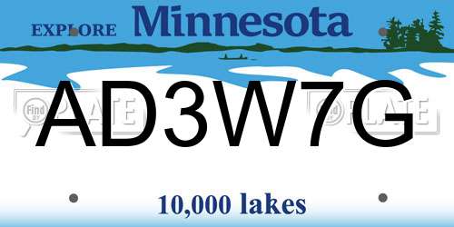 AD3W7G Minnesota License Plate
