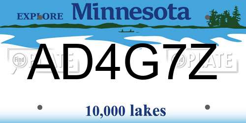 AD4G7Z Minnesota License Plate