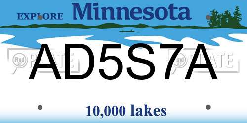 AD5S7A Minnesota License Plate