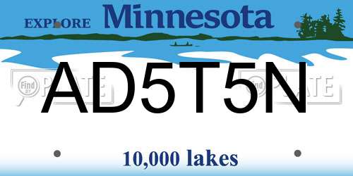 AD5T5N Minnesota License Plate