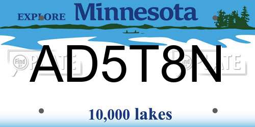 AD5T8N Minnesota License Plate