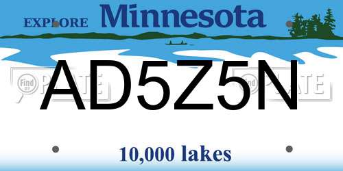 AD5Z5N Minnesota License Plate