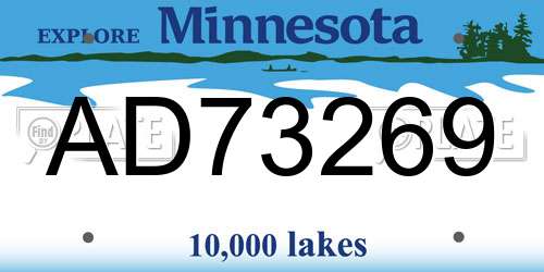 AD73269 Minnesota License Plate