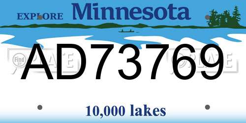 AD73769 Minnesota License Plate