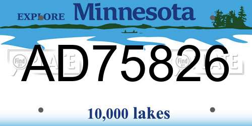 AD75826 Minnesota License Plate