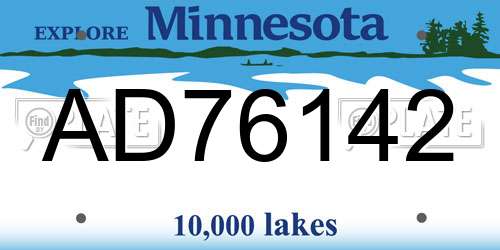 AD76142 Minnesota License Plate
