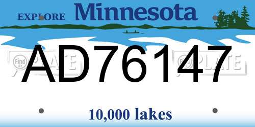 AD76147 Minnesota License Plate