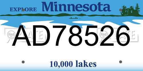 AD78526 Minnesota License Plate