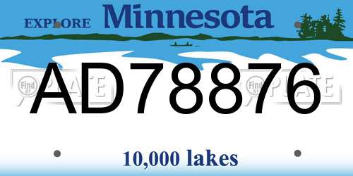 AD78876 Minnesota License Plate